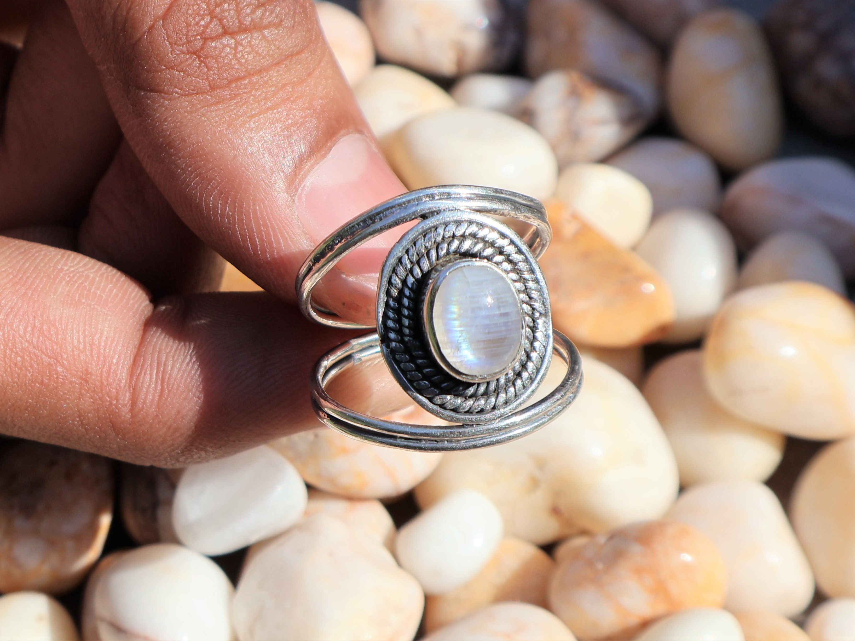 Handmade Moonstone Ring, Sterling Silver Jewelry, Handmade Women Ring Size ONE SIZE - 4 Thumbnail