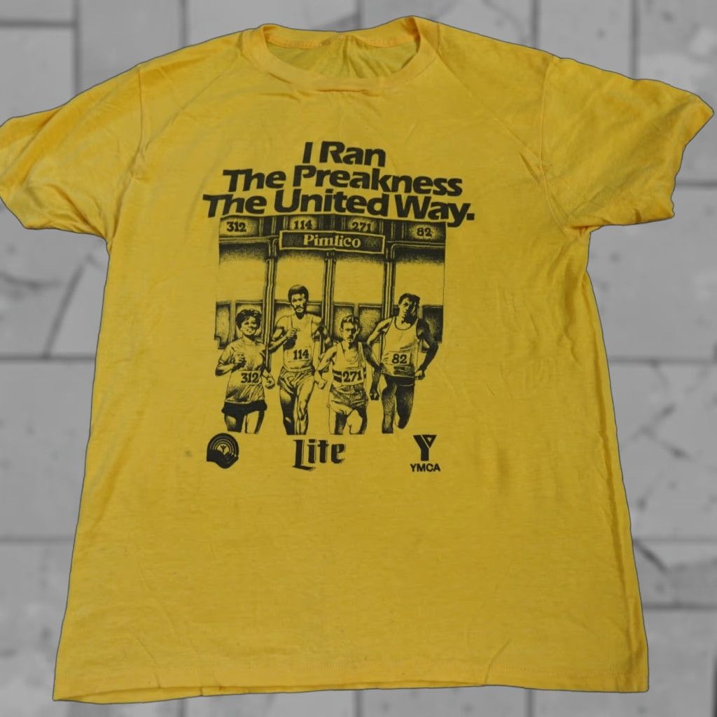 Vintage VINTAGE Preakness Pimlico T-shirt Mens Small Yellow 90s Graphic Print Shirt Size US S / EU 44-46 / 1 - 1 Thumbnail
