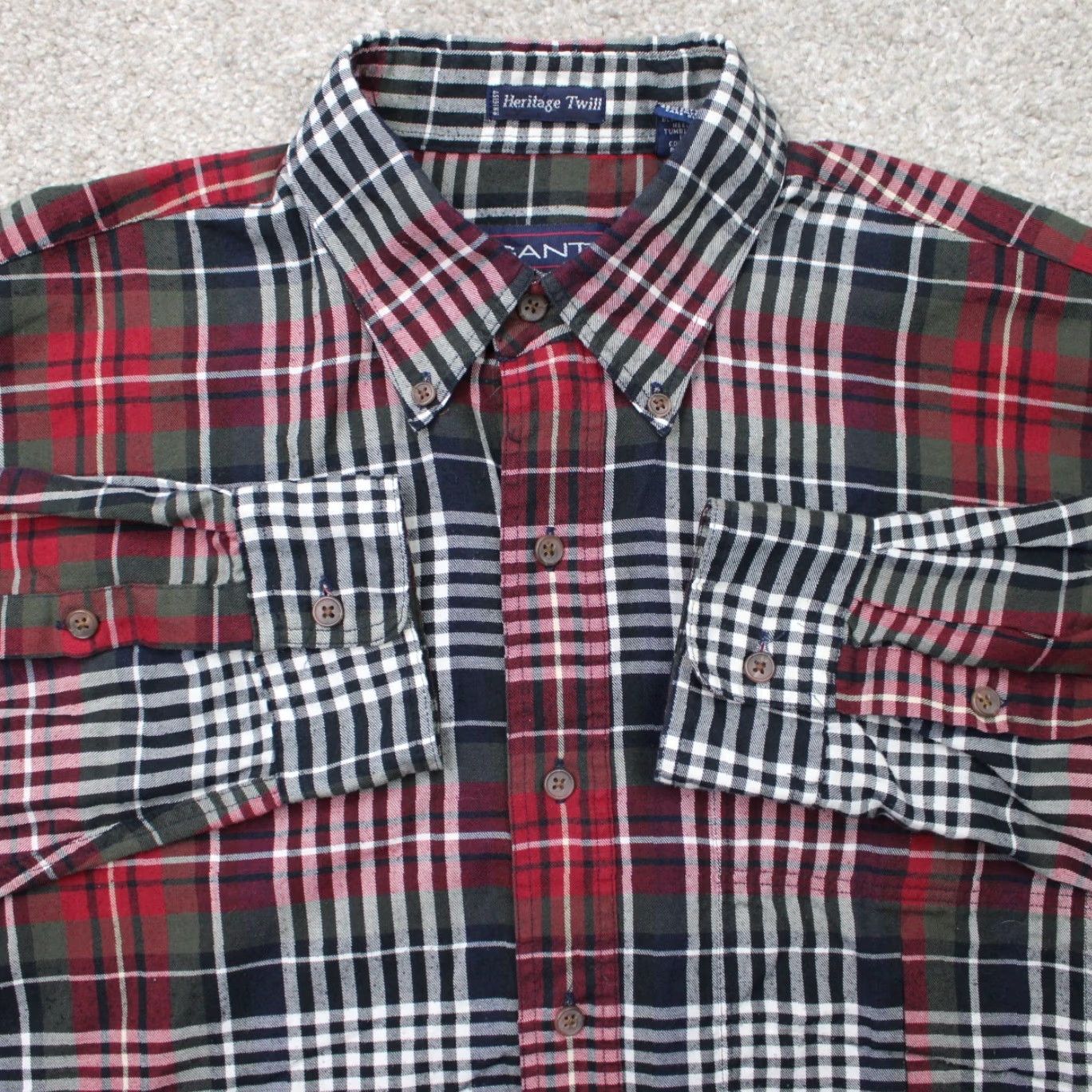 Gant GANT Shirt Mens Large Red Plaid Heritage Twill Long Sleeve Button-Up Cotton/Polyester Birthday 90s Mens Size US L / EU 52-54 / 3 - 2 Thumbnail