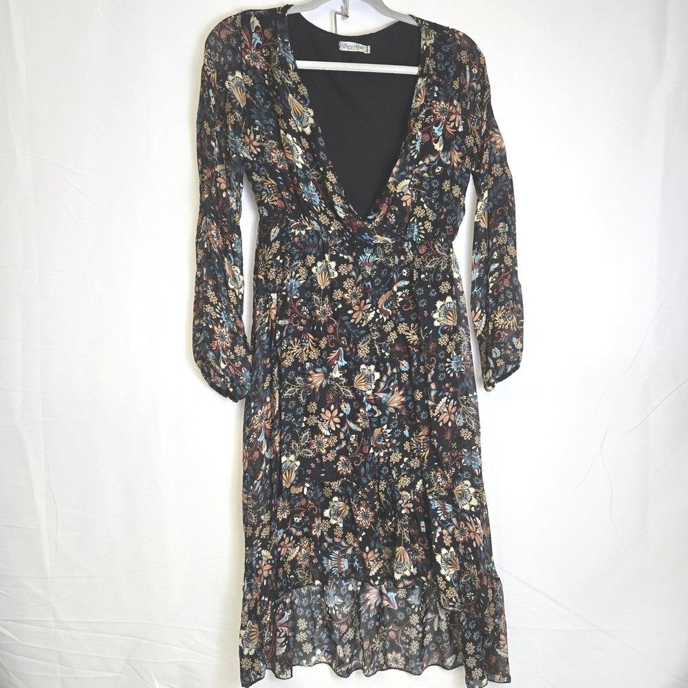 elena baldi silk dress Elena Baldi Silk Floral Hi-Lo Dress Size Small
