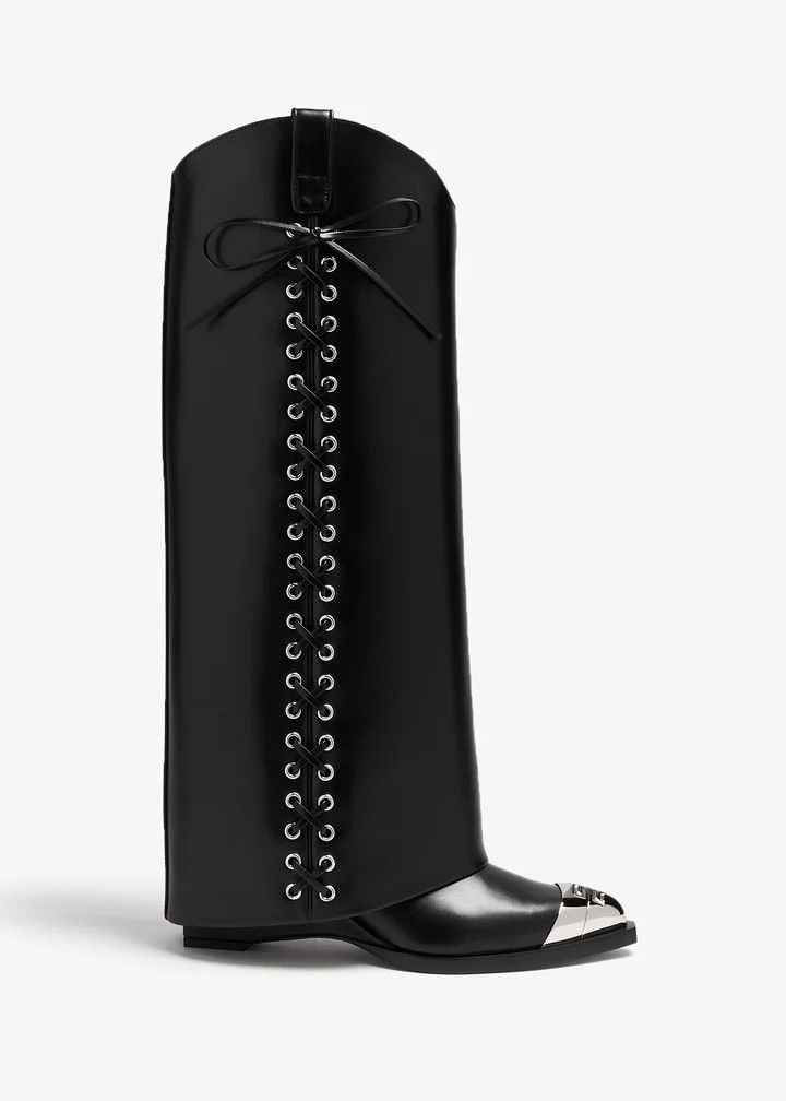Givenchy o1n1vont0226 Shark Lock Cowboy Boots in Black Size US 7 / IT 37 - 1 Thumbnail