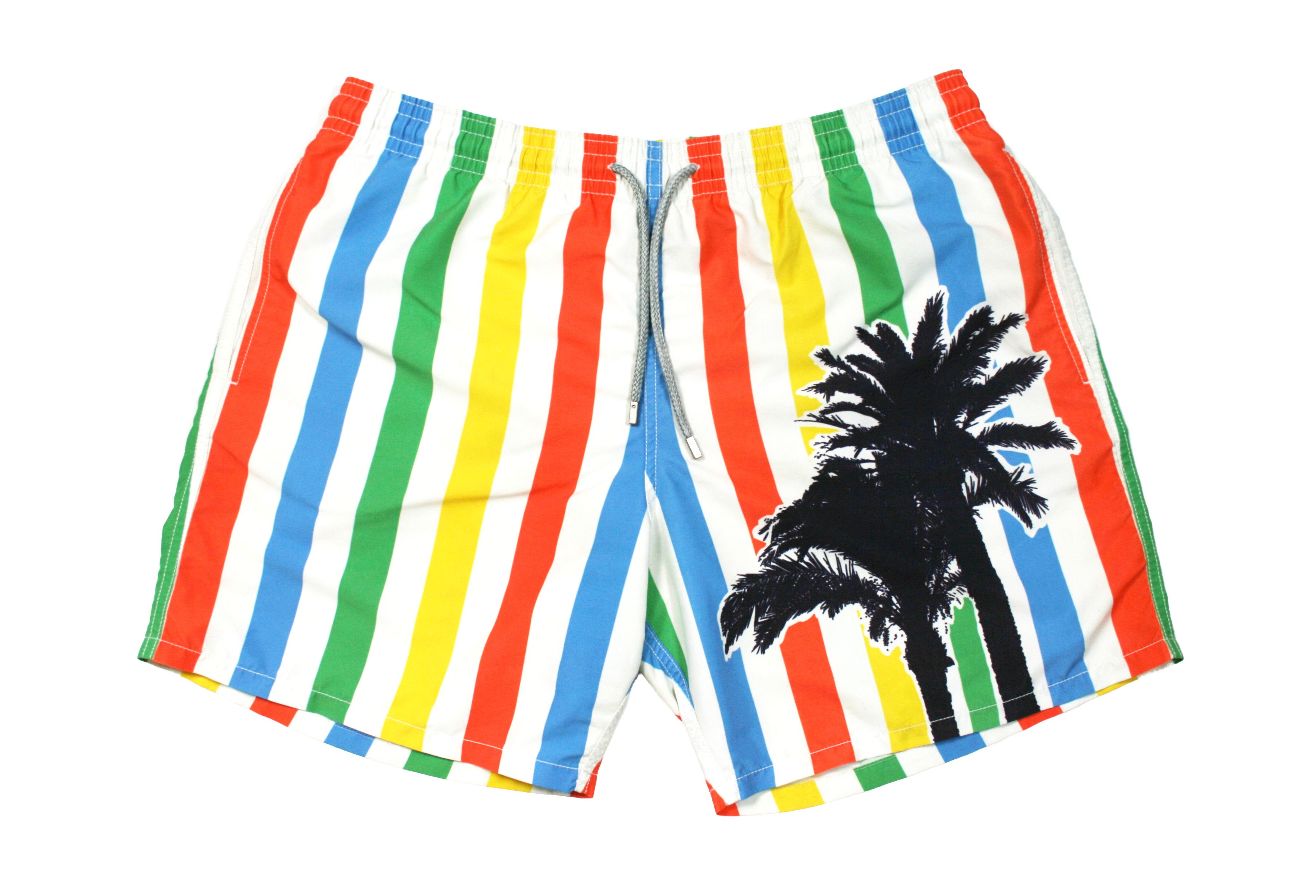 Striped Palm Printed Swim Shorts XXL Size