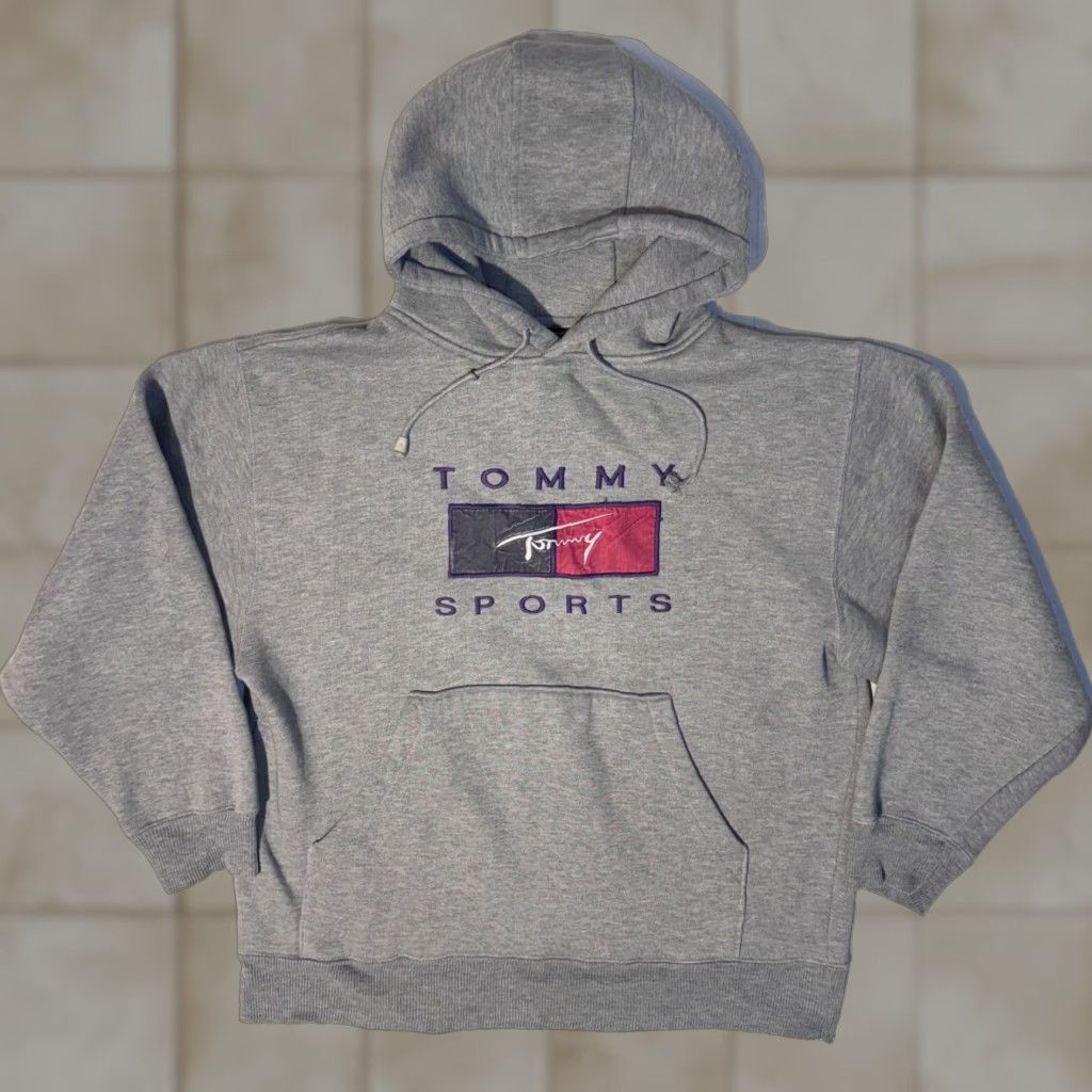 Tommy Hilfiger VINTAGE Tommy Hilfiger Hoodie Unisex Adults M Gray Oversized Hooded Pullover Size US M / EU 48-50 / 2 - 1 Thumbnail