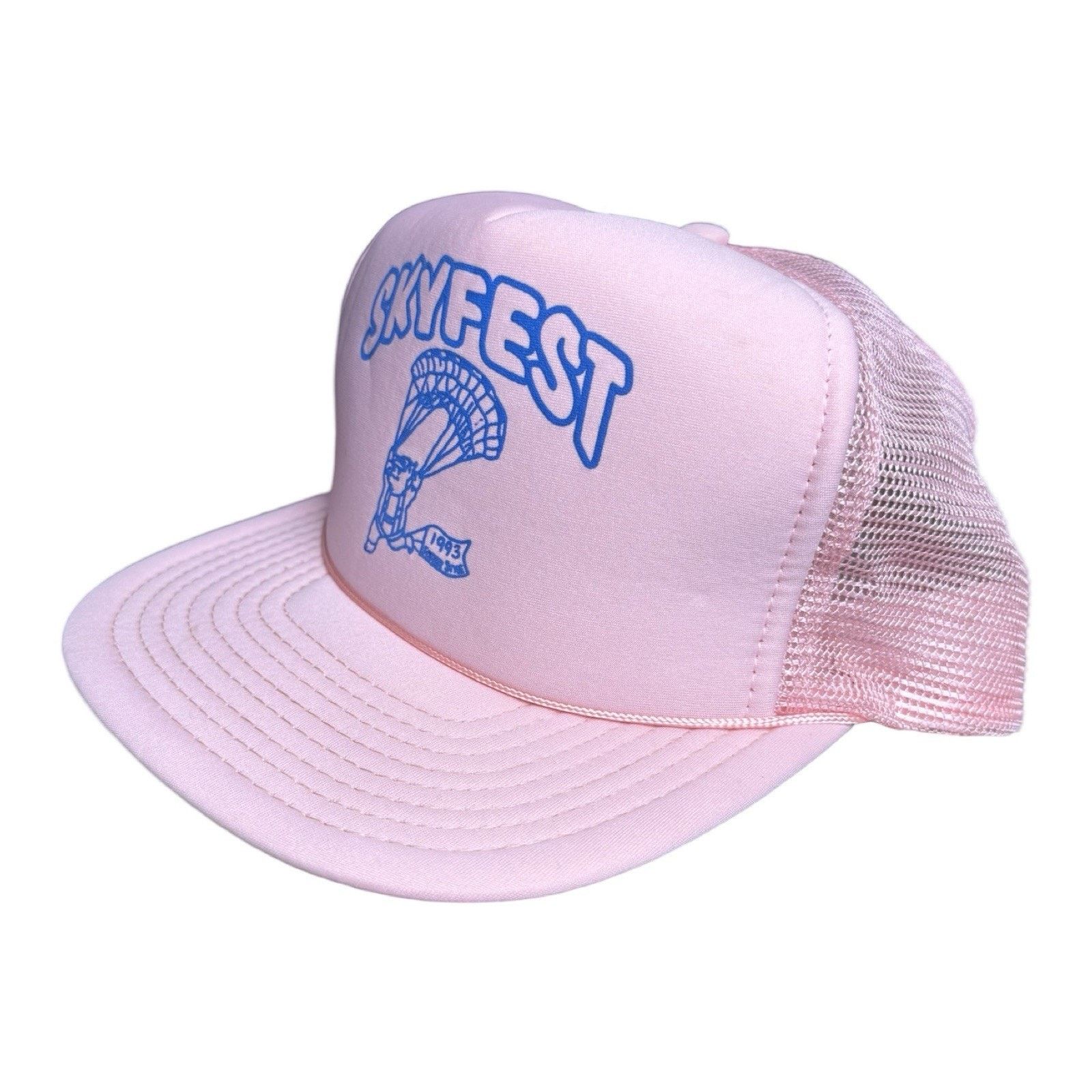 Vintage Vintage 1993 Sky Fest NY Pink Trucker Cap Mens OSFA Pig Size ONE SIZE - 1 Thumbnail