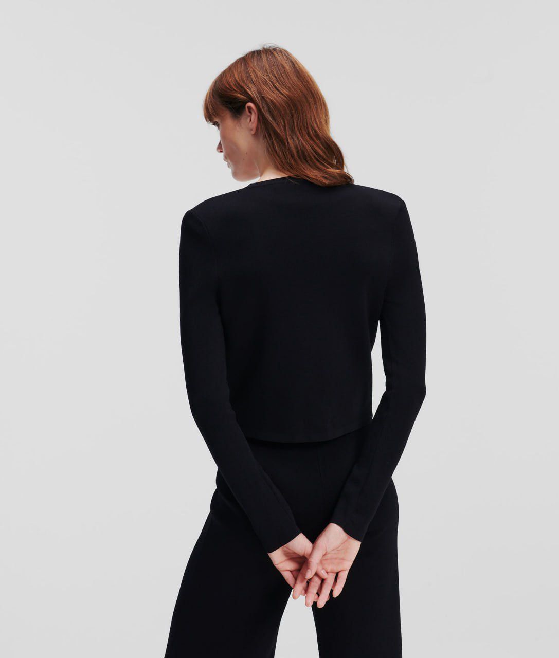 Karl Lagerfeld 🔥 2023 Karl Lagerfeld Cropped Tailored Cardigan Blazer Black Size XS / US 0-2 / IT 36-38 - 2 Thumbnail