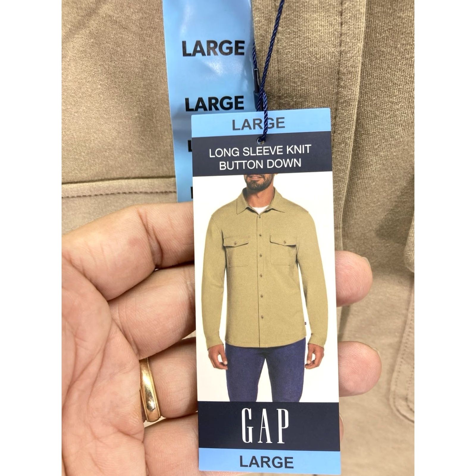 Gap Gap Shirt Men L Brown Knit Button Long Sleeve Cotton Blend Stretch NWT Size US L / EU 52-54 / 3 - 5 Thumbnail