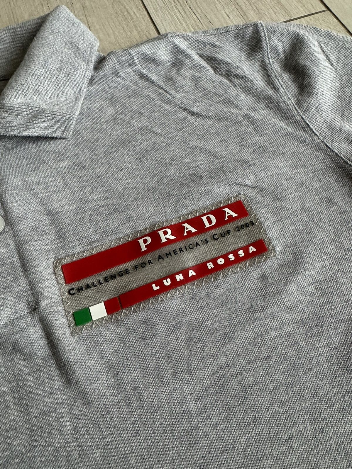 Prada Archive Prada Luna Rossa Big Logo Polo T-Shirt Size US L / EU 52-54 / 3 - 4 Thumbnail