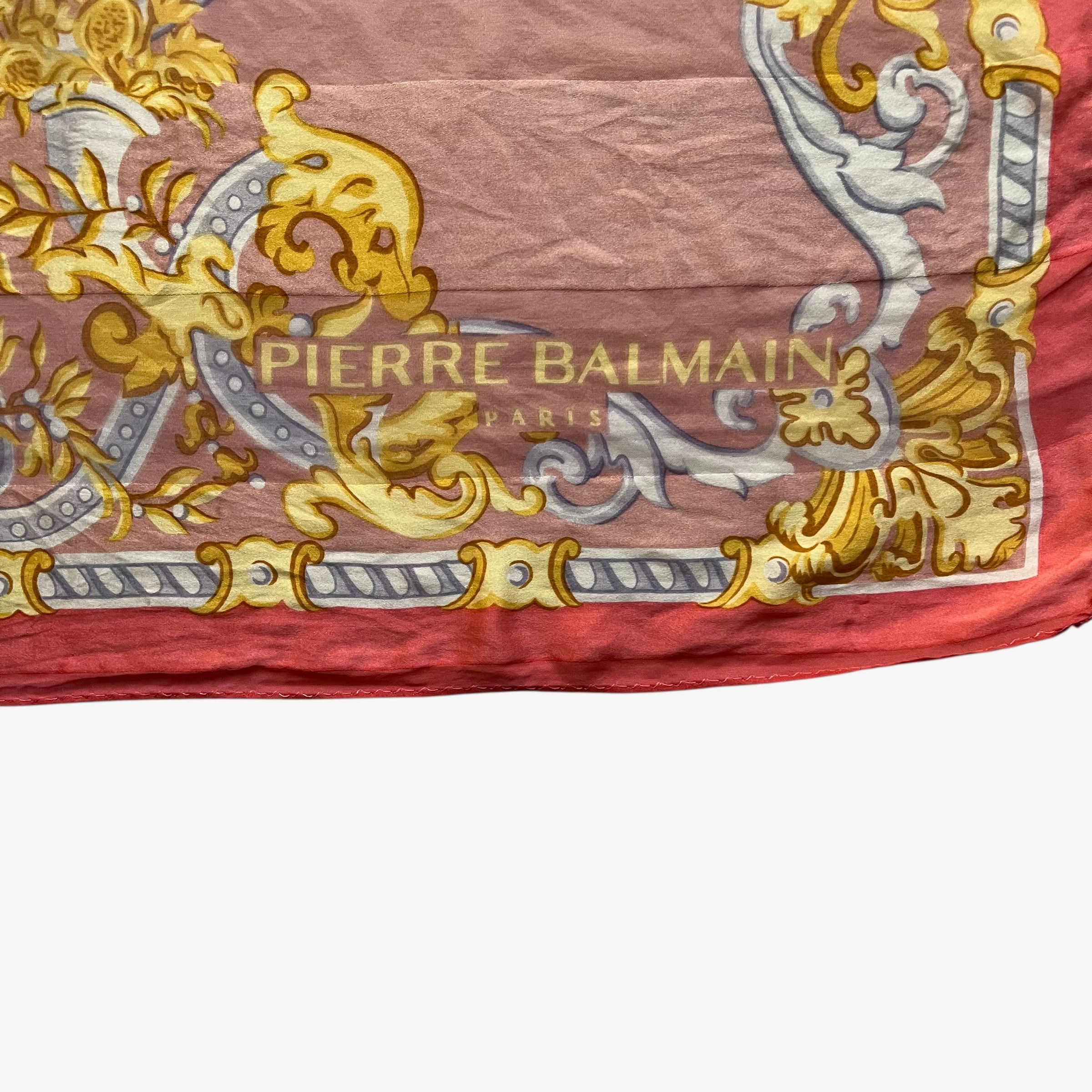 Balmain Vintage 80s Pierre Balmain Baroque Print Striped Silk Scarf Size ONE SIZE - 3 Thumbnail