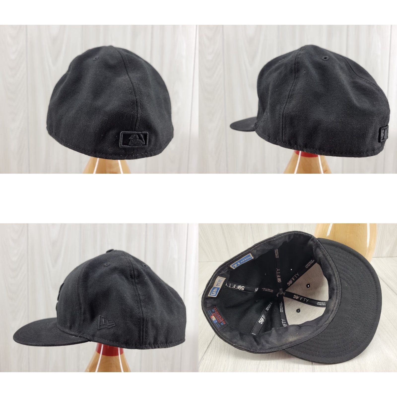 New Era VINTAGE MLB Atlanta Braves A 59FIFTY 5950 Men's Fitted New Era Hat Cap All Black Size ONE SIZE - 8 Thumbnail