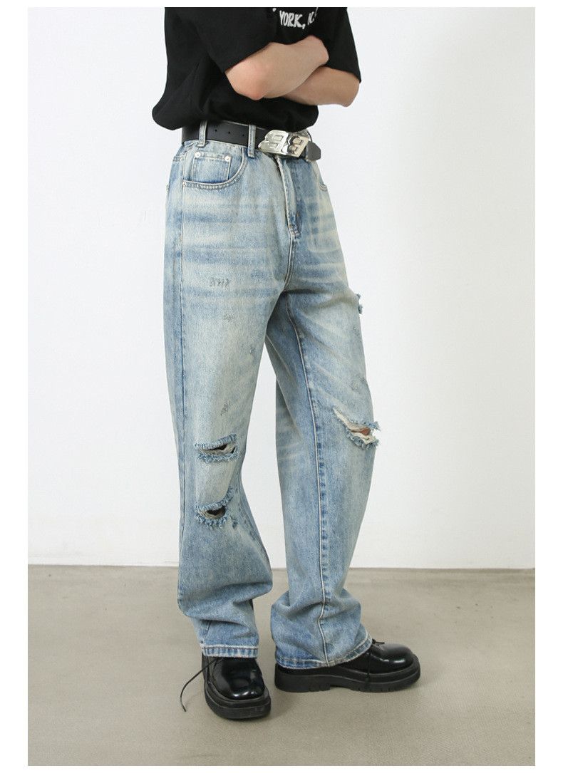 Japanese Brand × Vintage Men's American loose retro washed trendy ripped jeans Size US 32 / EU 48 - 4 Thumbnail