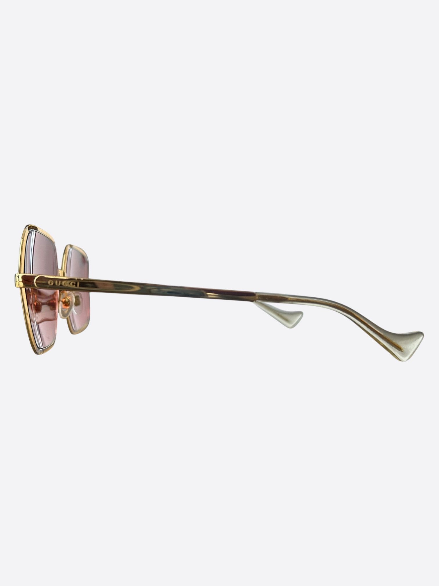 Gucci Gucci Gold & Pink Square Sunglasses Size ONE SIZE - 3 Thumbnail
