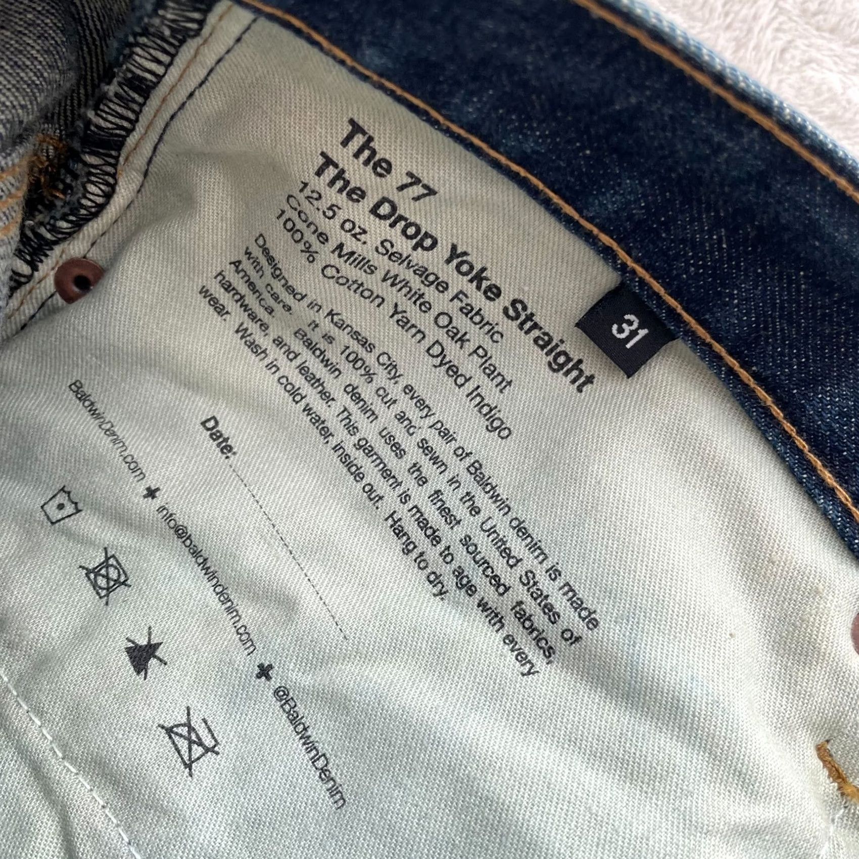 YOKE BALDWIN Jeans The 77 The Drop Yoke Straight Jeans Men 32x35 Blue Regular Modern 5-Pocket Design Vintage No N/A Size US 31 - 3 Thumbnail