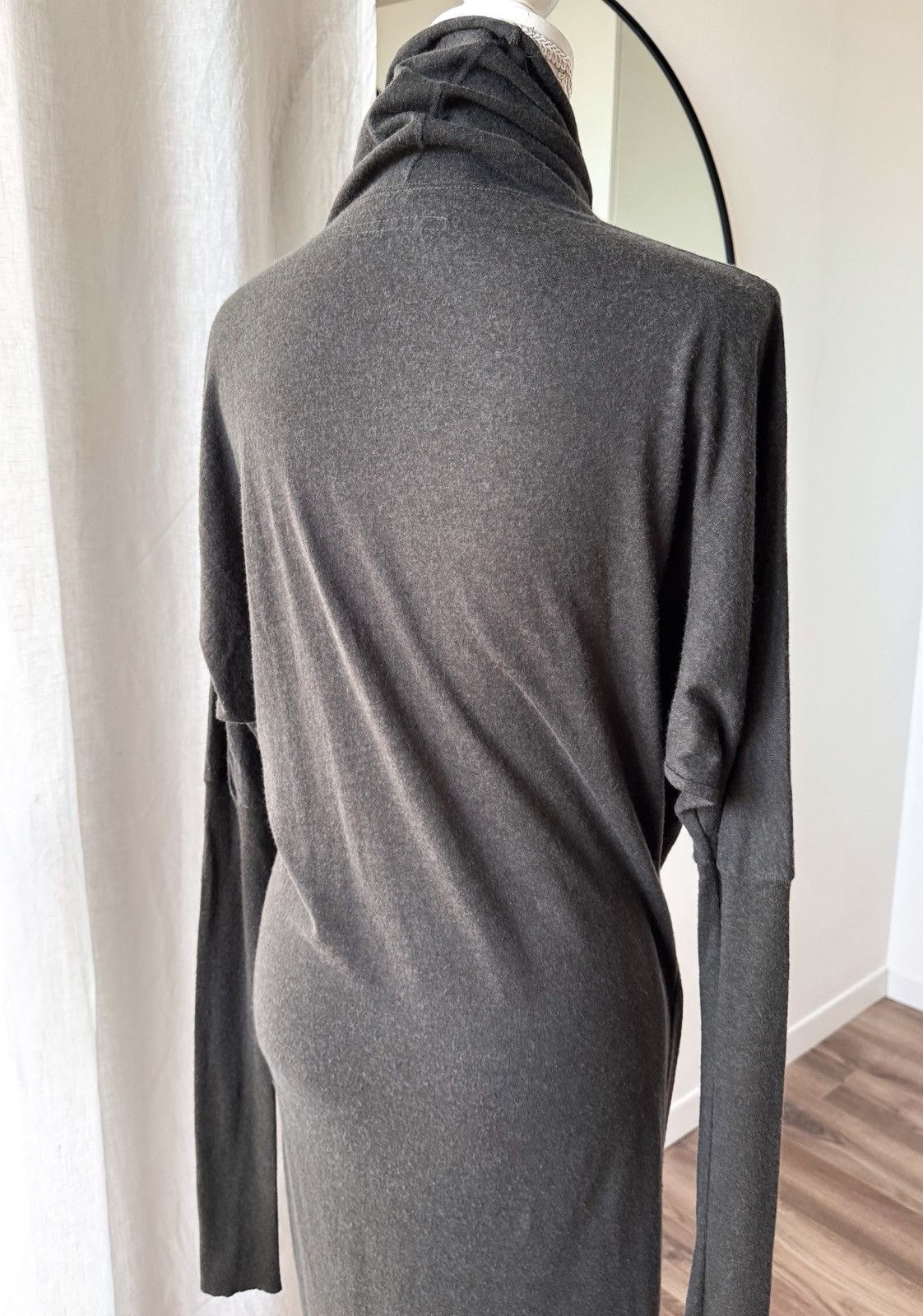 Rick Owens Rick Owens asymmetric column midi dress knitted khaki-gray Size S / US 4 / IT 40 - 12 Thumbnail