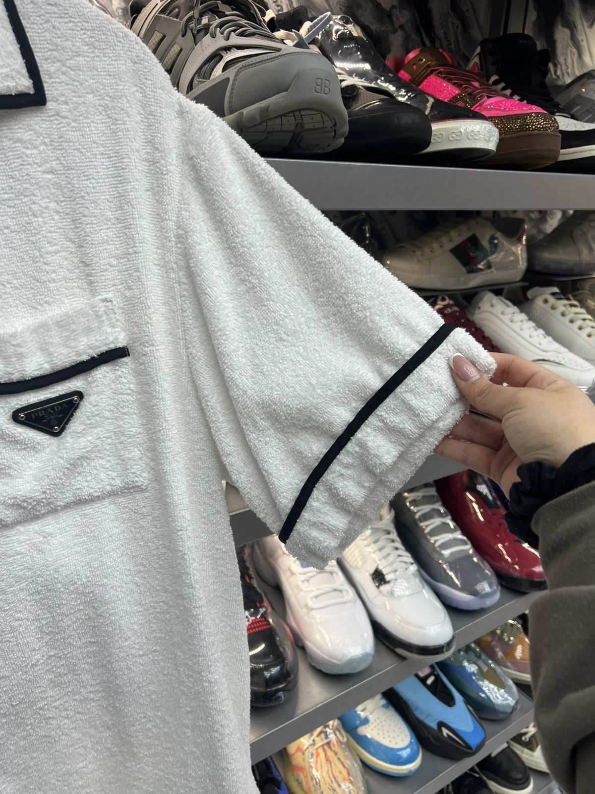 Prada Prada White Terry Cotton Tee Size US L / EU 52-54 / 3 - 3 Thumbnail