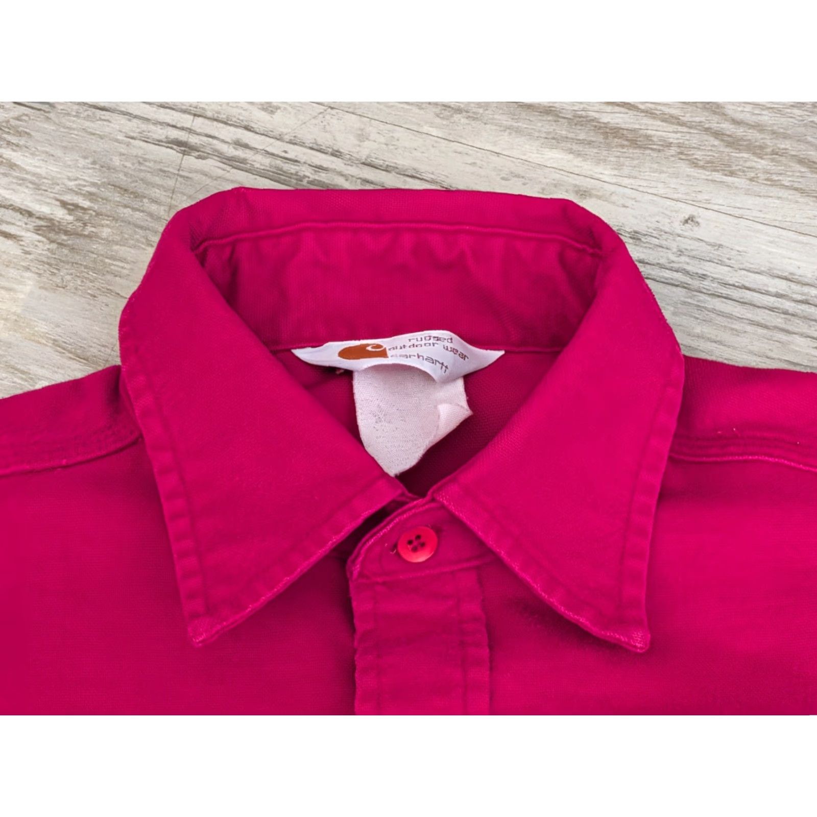 Carhartt VINTAGE Carhartt Rugged Work Shirt Red Heavyweight Canvas Button-Up L Mens 46" Chest 31.5" Length Made in USA 90s Union Made Size US L / EU 52-54 / 3 - 7 Thumbnail