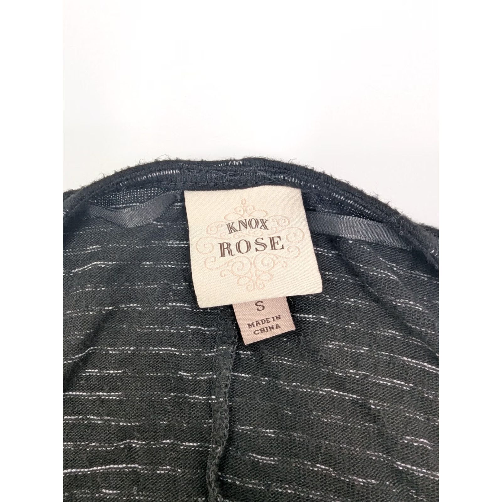 Vintage Knox Rose Cardigan Sweater Boho Stripe Black Ivory Womens S Open Front Lightweight Knit Open Front Cardigan Size S / US 4 / IT 40 - 6 Thumbnail