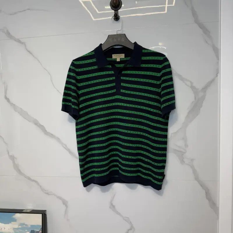 Burberry Burberry Green Striped Short Sleeve Polo Size US L / EU 52-54 / 3 - 1 Thumbnail