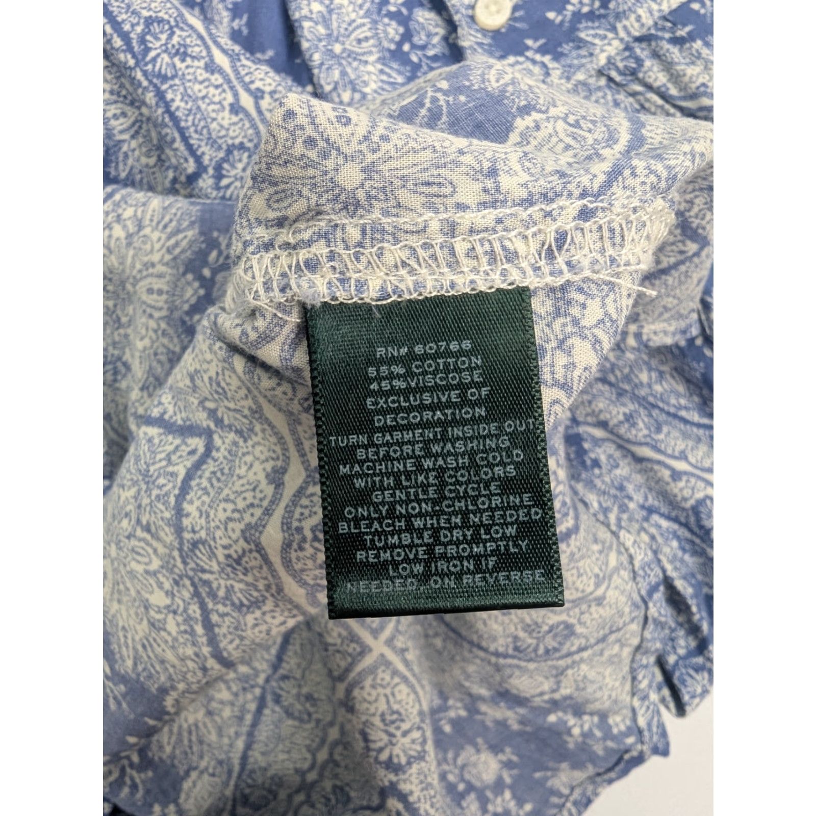 Ralph Lauren Lauren Ralph Lauren Button-Up Blue Floral 3/4 Sleeve Blouse Women's XS Shirt Womens XS Blue Floral Pattern Button Front Blouse Size XS / US 0-2 / IT 36-38 - 7 Thumbnail