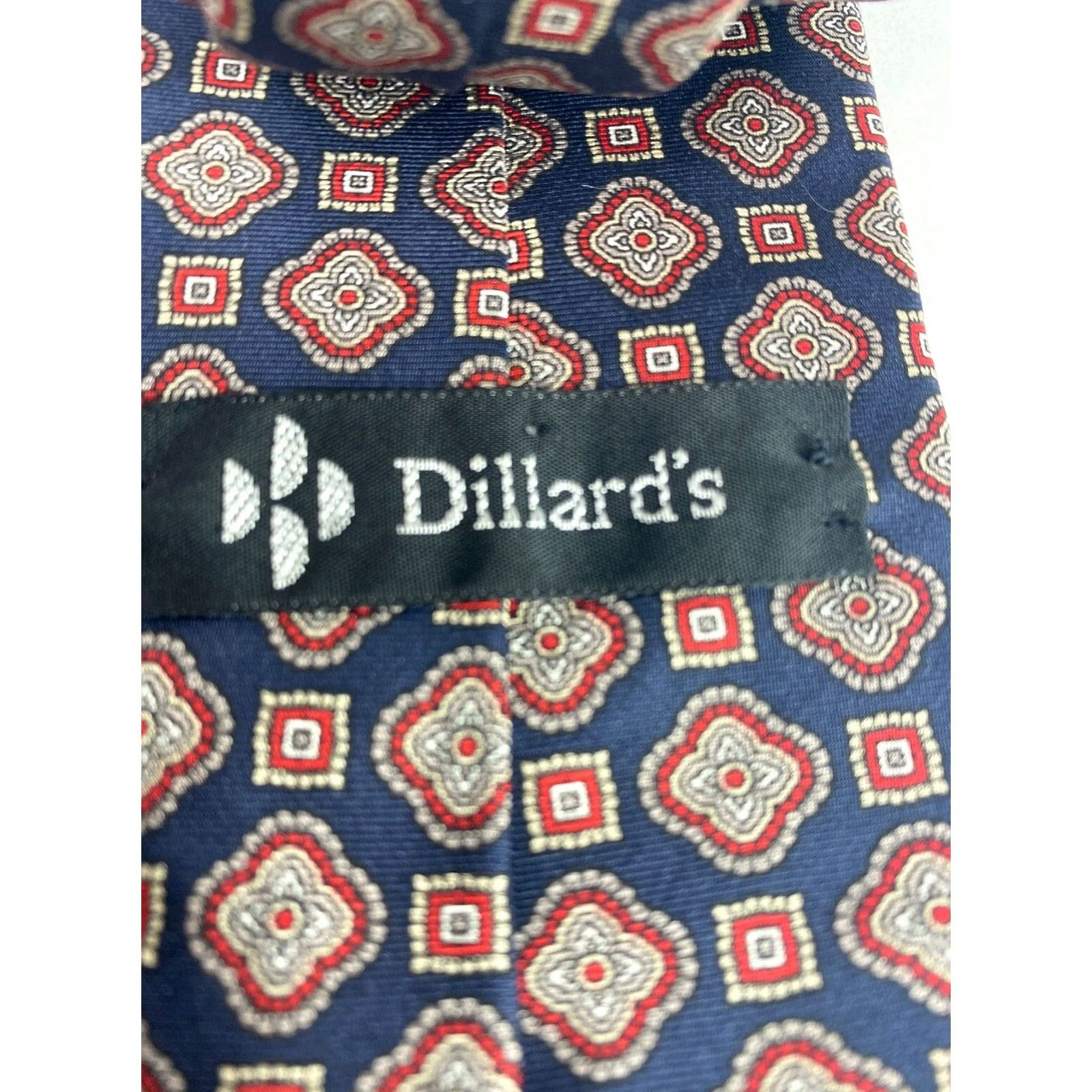 Dillard's Dillards Tie 54” Blue/Red/Gray Design 100% Italian Silk Floral Satin Men’s Tie Size ONE SIZE - 3 Thumbnail