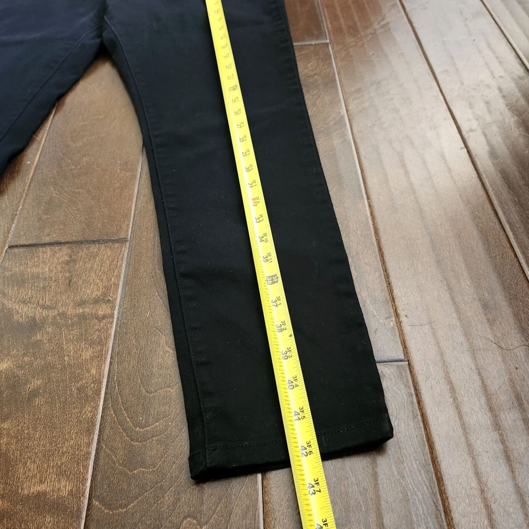 Vintage Chic Denim Jeans - 4 Button Black Denim Size 16 Womens Straight 5-Pocket Stretch Regular Inseam 30 in JS Size 38" / US 16 / IT 52 - 7 Thumbnail