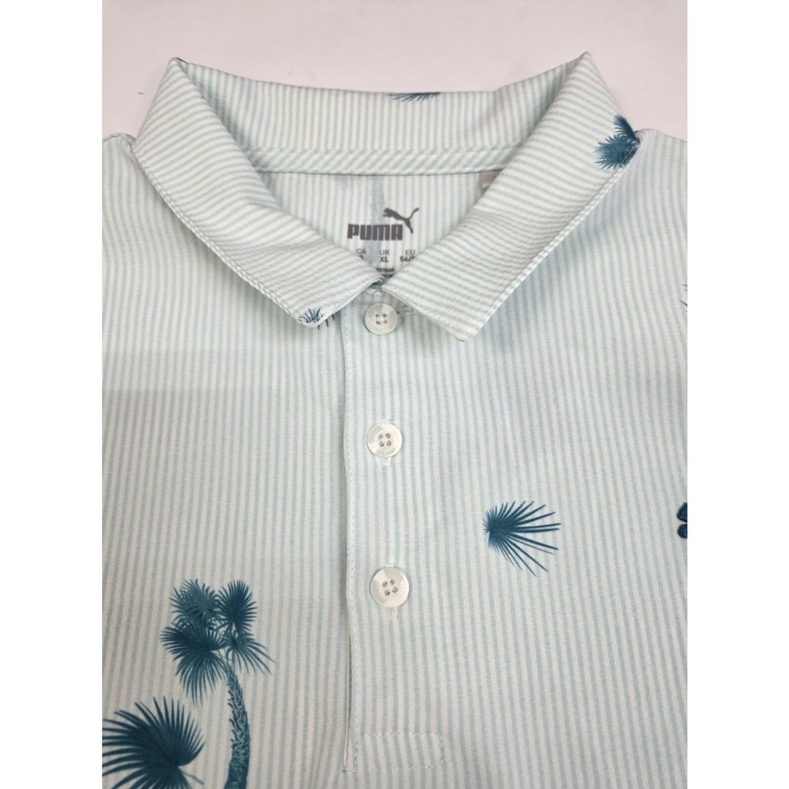 Puma Puma Mens Short Sleeve Button-Up Green/White Shirt Large Size US L / EU 52-54 / 3 - 3 Thumbnail