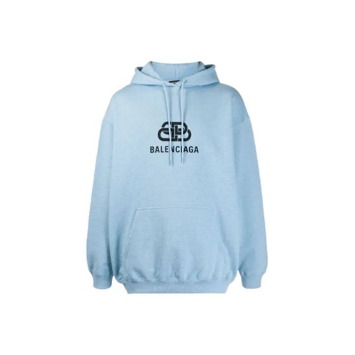 Balenciaga AW19 Printed Hoodie in Light Blue 0079-2507