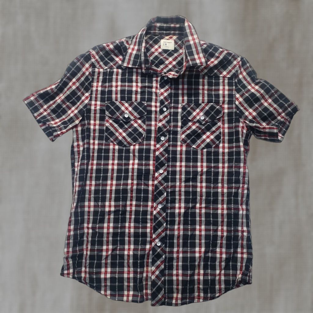 Old Navy Old Navy Shirt Button-Up Plaid Short Sleeve Men's M Black Cotton Flannel Pocket Casual QC Size US M / EU 48-50 / 2 - 1 Thumbnail