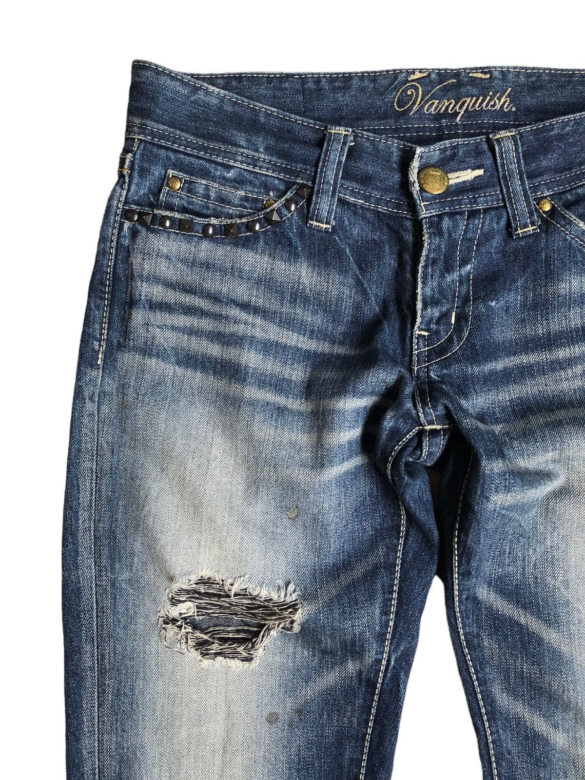 If Six Was Nine Vanquish studded distressed flared jeans Size US 31 - 4 Thumbnail