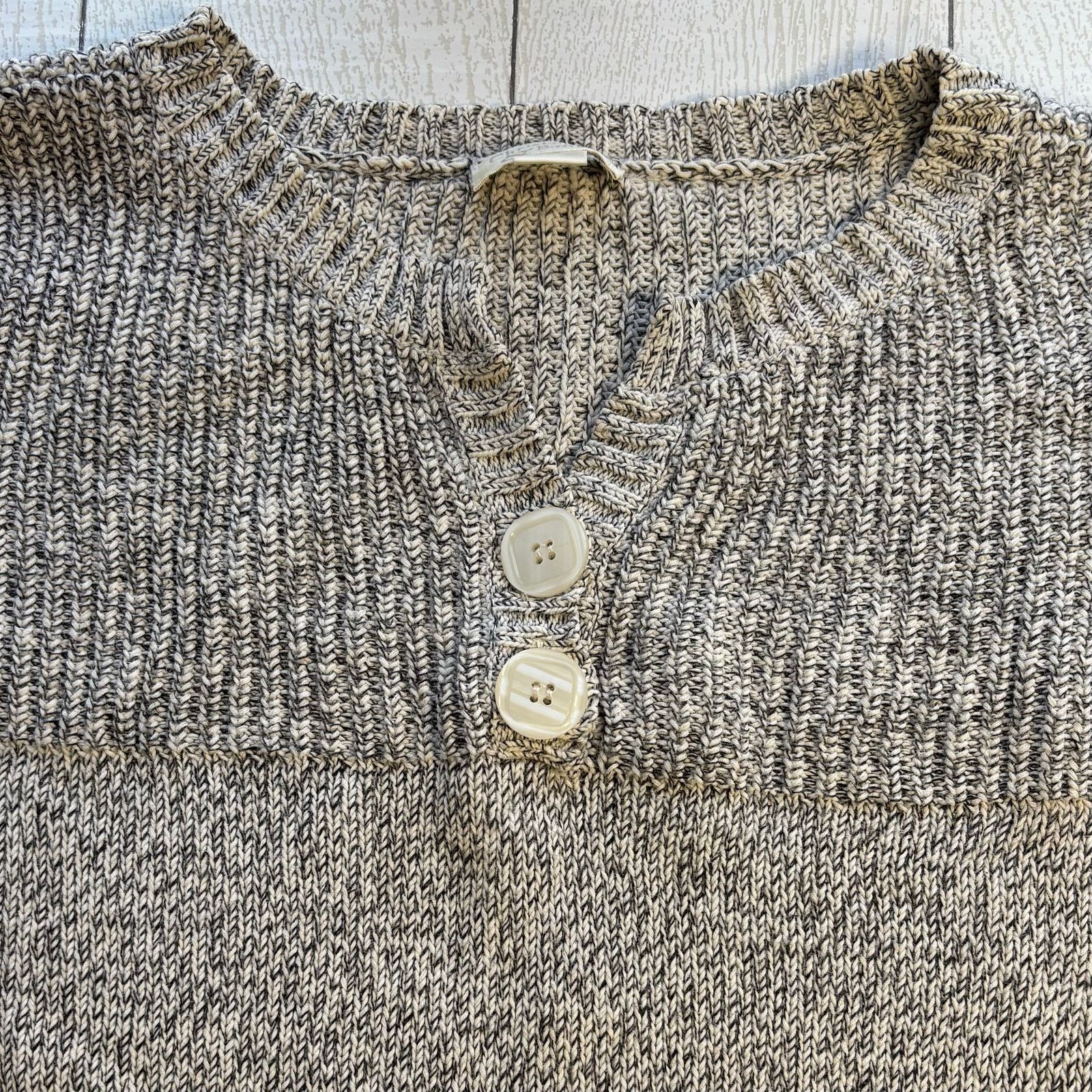 Other Christopher & Banks Gray Marled Henley Sweater XL Size XL / US 12-14 / IT 48-50 - 11 Thumbnail