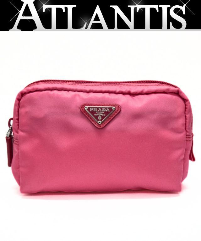 Prada PRADA Triangle Logo Nylon Pouch Pink Size ONE SIZE - 1 Thumbnail