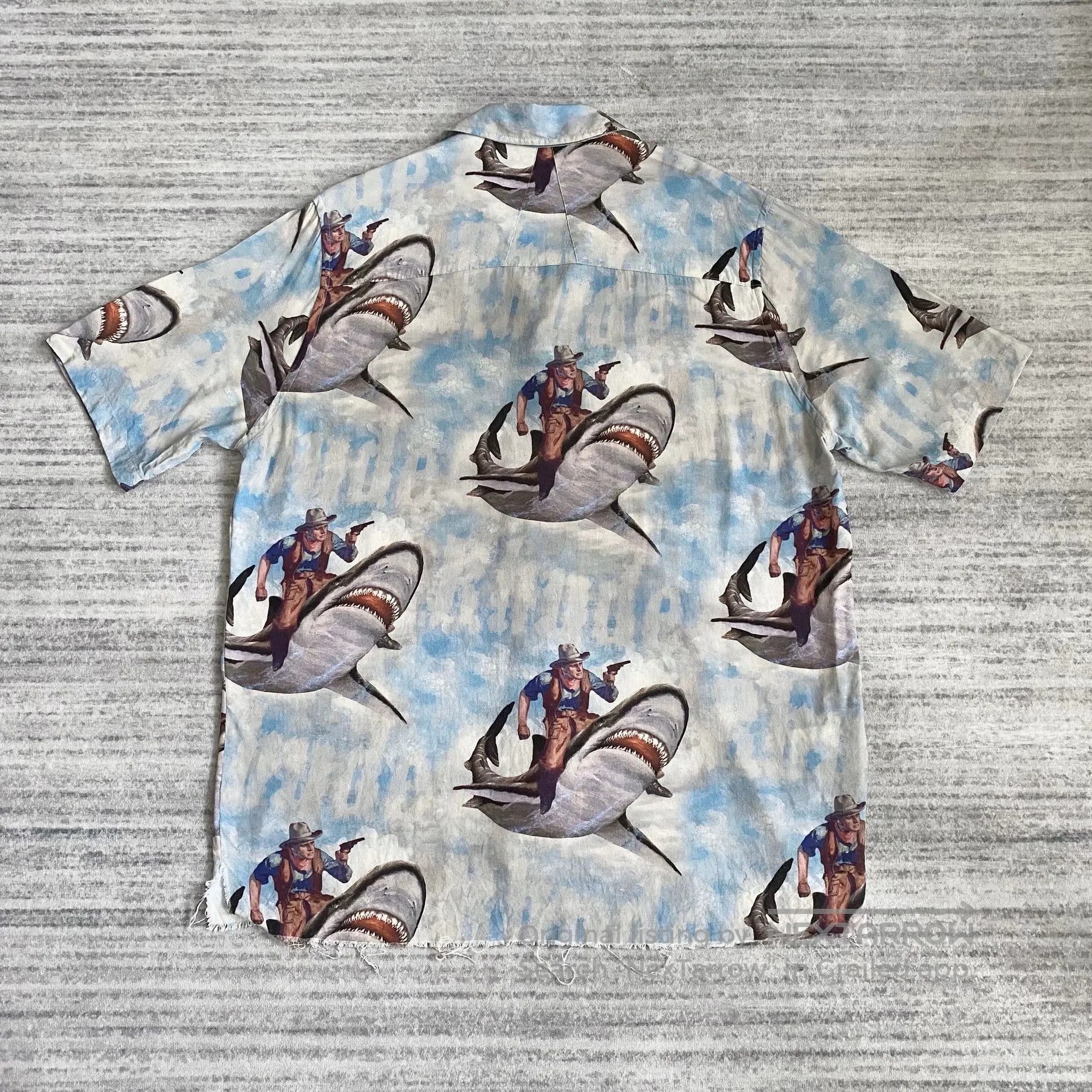 Rhude shark print short sleeve Aloha shirt. Size US M / EU 48-50 / 2 - 2 Thumbnail