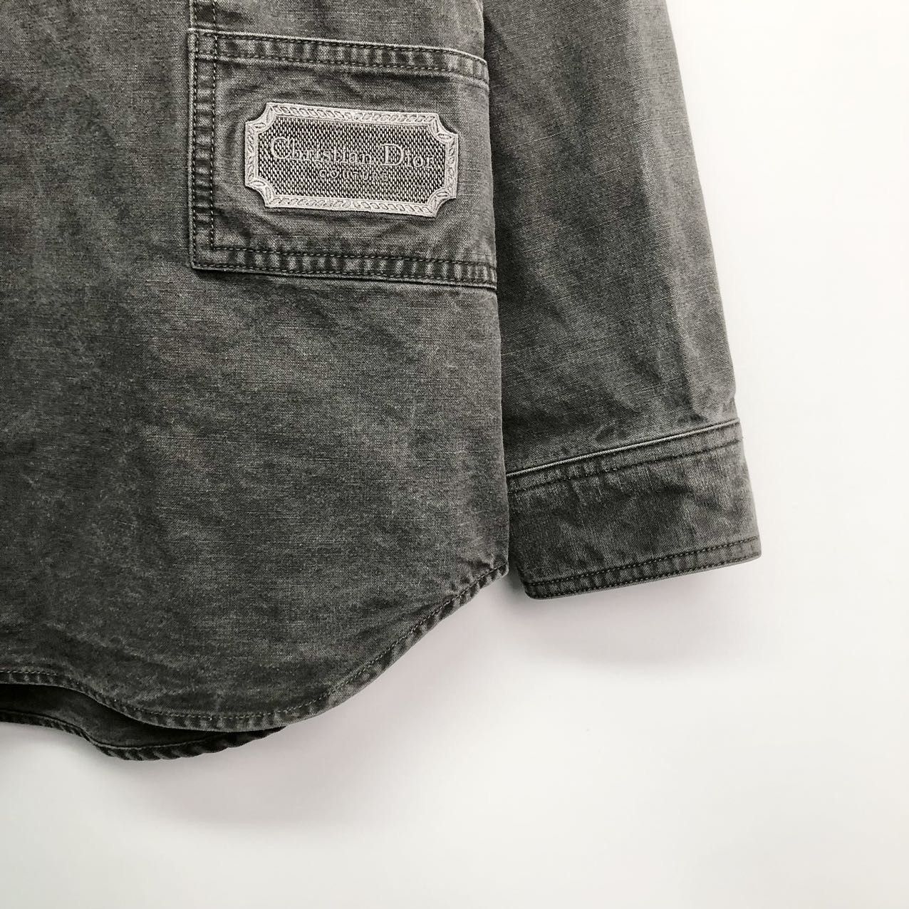 Dior Dior, Solid Color Logo Patch Long Sleeve Shirt K26WX Size M / US 6-8 / IT 42-44 - 4 Thumbnail