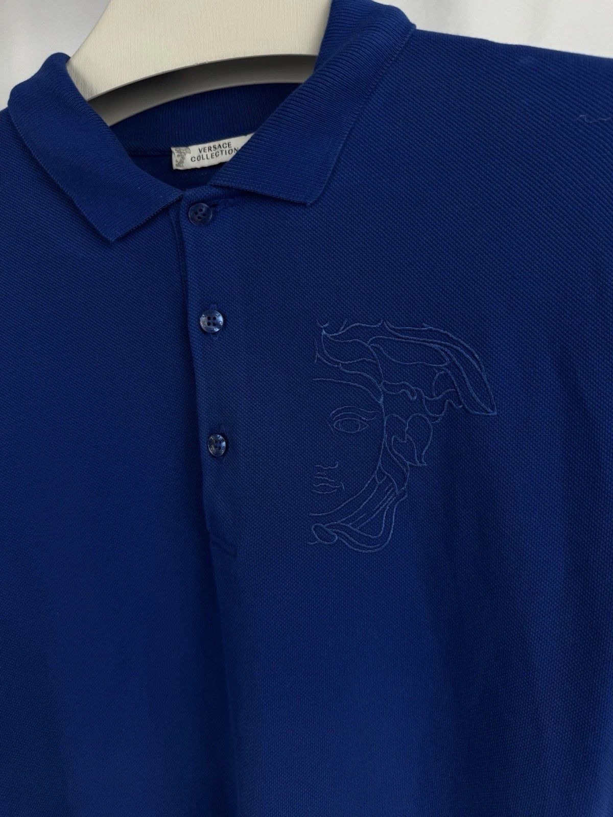 Versace Versace Men's Designer Polo – Blue with Embroidered Medusa Size US XL / EU 56 / 4 - 3 Thumbnail