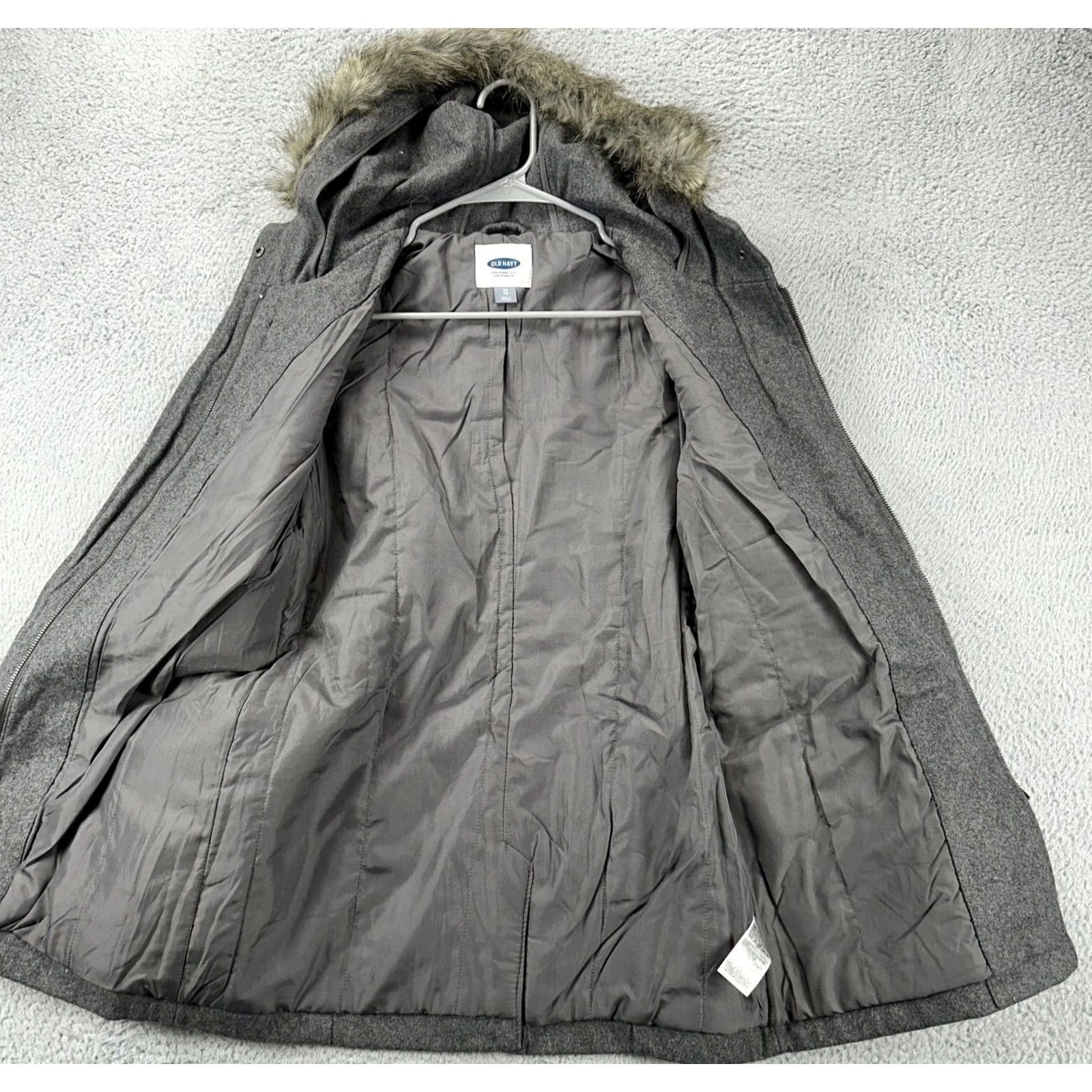 Old Navy Old Navy Jacket Womens XS Grey Wool Blend Toggle Button Faux Fur Hooded Coat NEW Size XS / US 0-2 / IT 36-38 - 5 Thumbnail