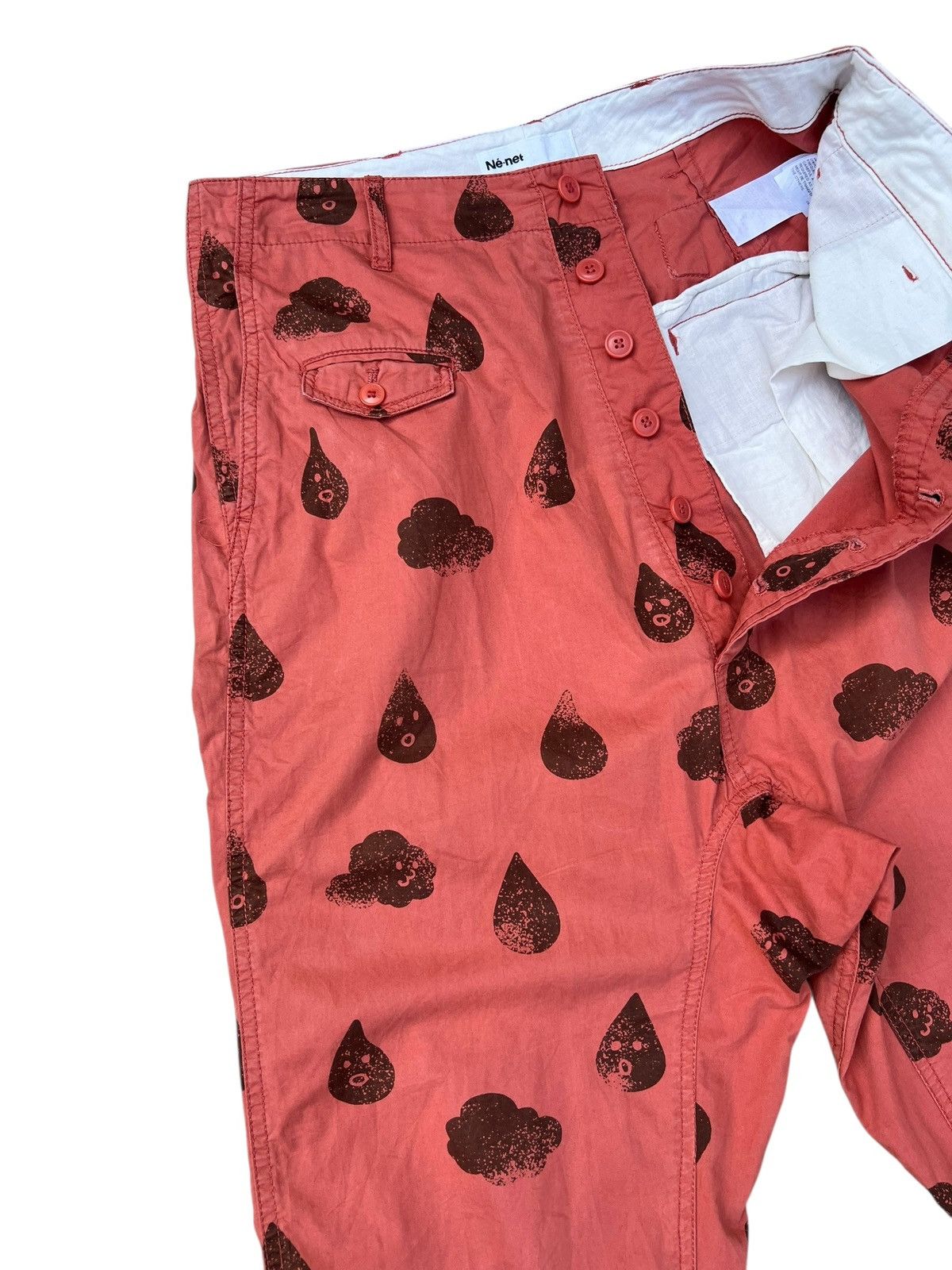 Ne-Net Ne-net Raindrops Clouds Printed Buckle Back Cropped Pant Size US 29 - 8 Thumbnail