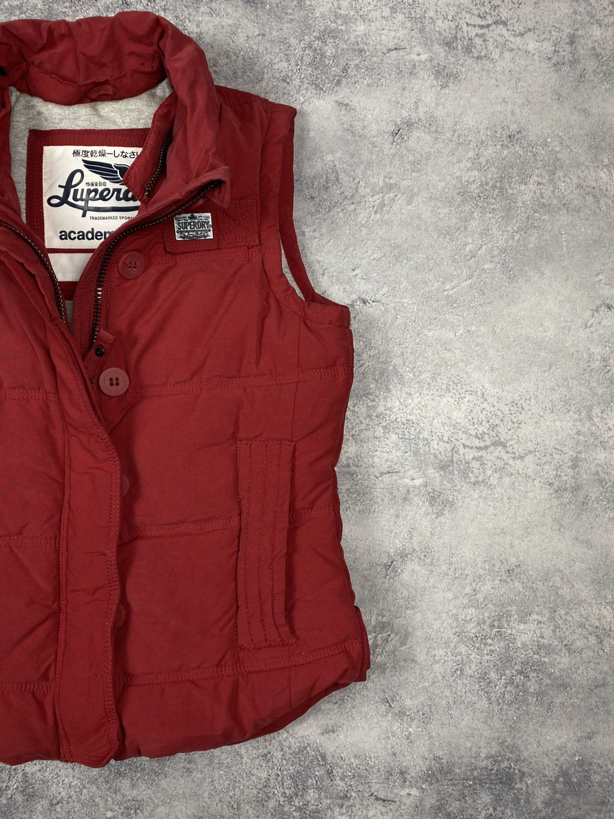 Superdry Superdry Academy Vest Red Cotton Blend Feather Down Gilet Size S / US 4 / IT 40 - 4 Thumbnail