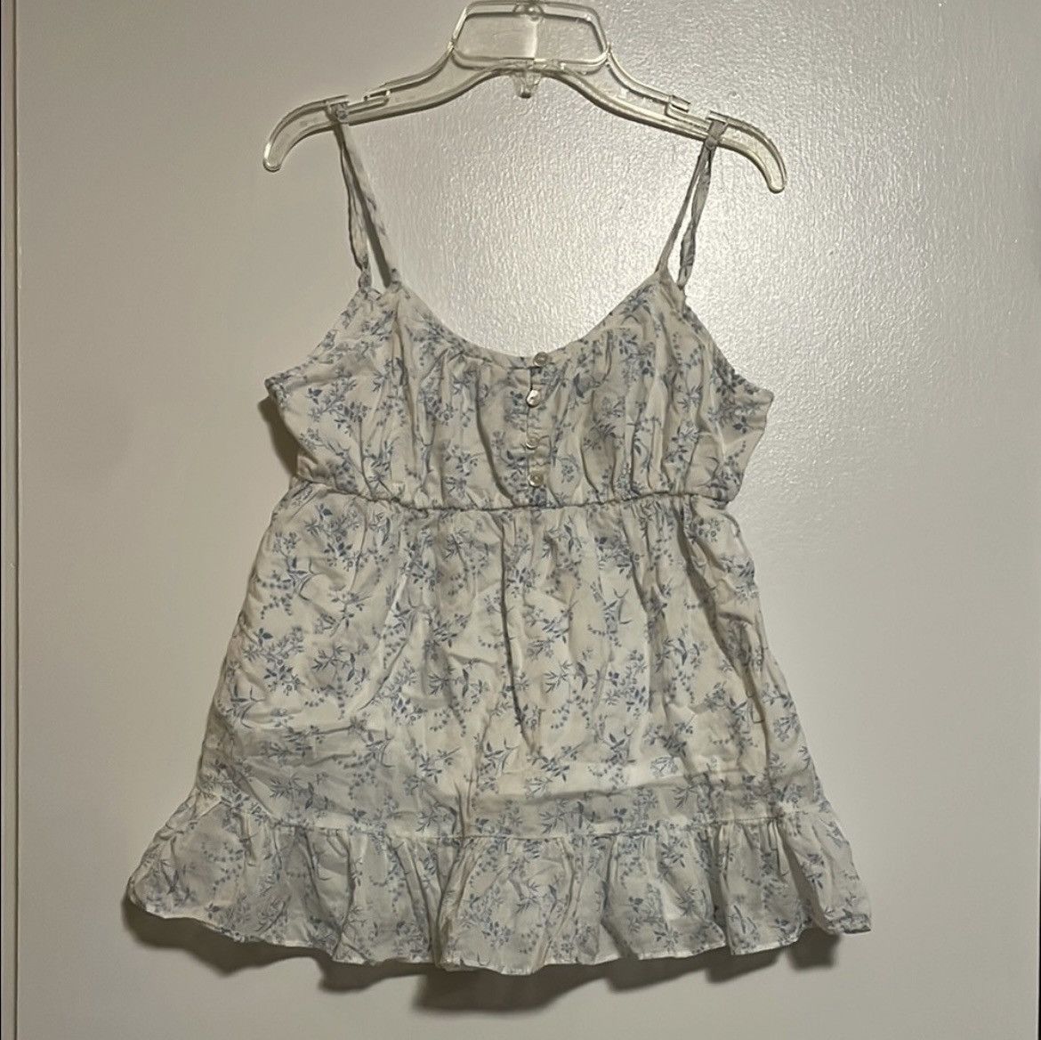 Gap GAP White and Blue Ruffled Camisole Size M / US 6-8 / IT 42-44 - 1 Thumbnail