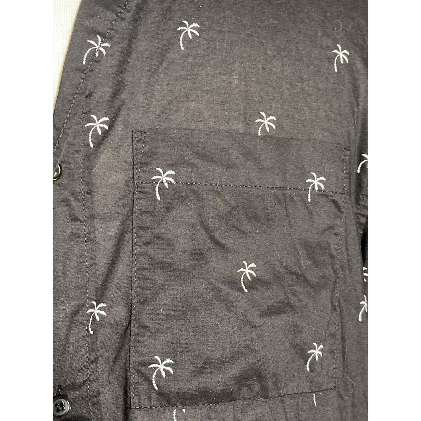 H&M Men's H&M Button Up Palm Tree Shirt M S/S Black White Size US M / EU 48-50 / 2 - 2 Thumbnail