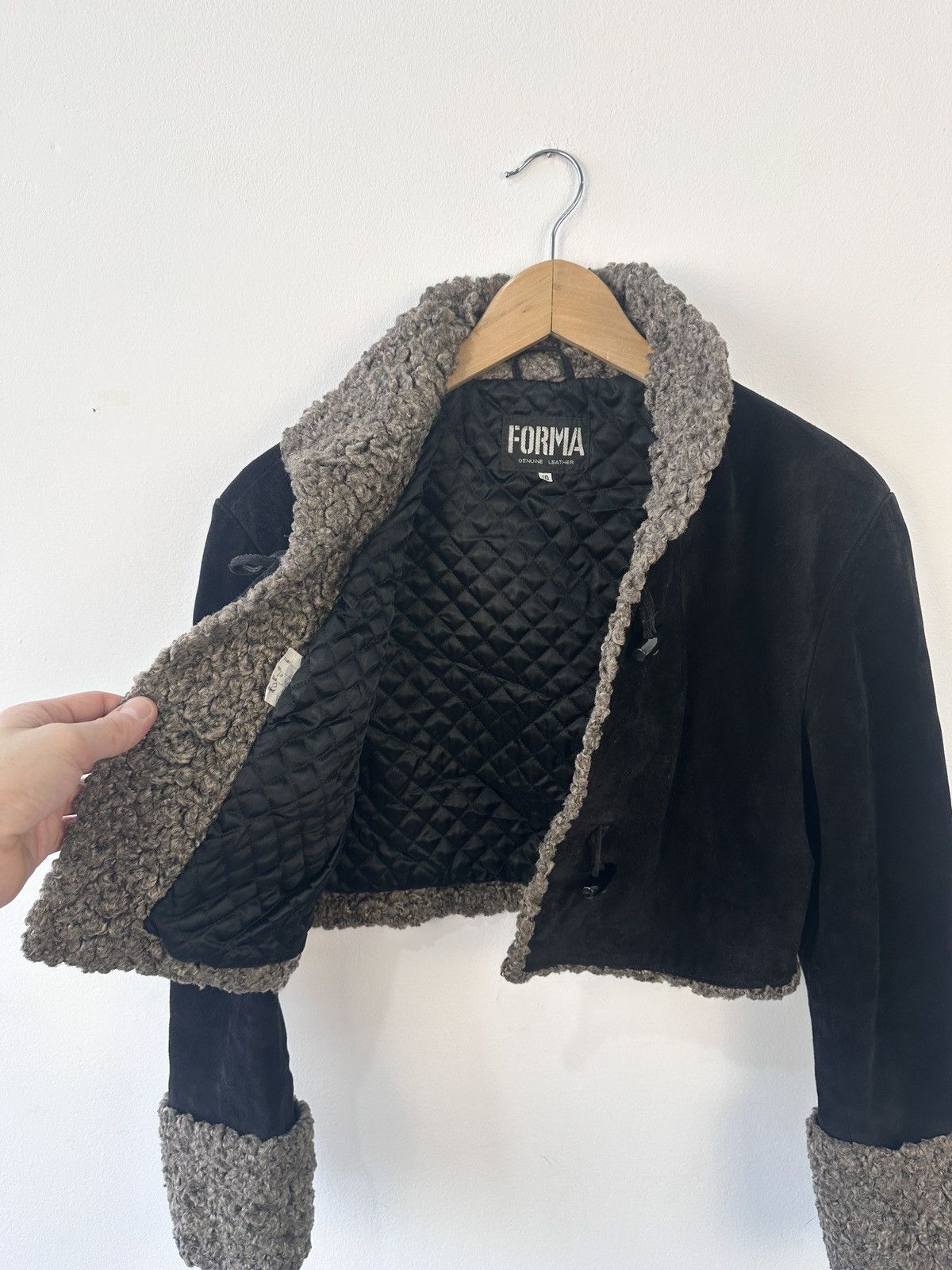 Other Vintage Genuine Leather Suede Cropped Jacket Black 10 Boho Size M / US 6-8 / IT 42-44 - 8 Thumbnail