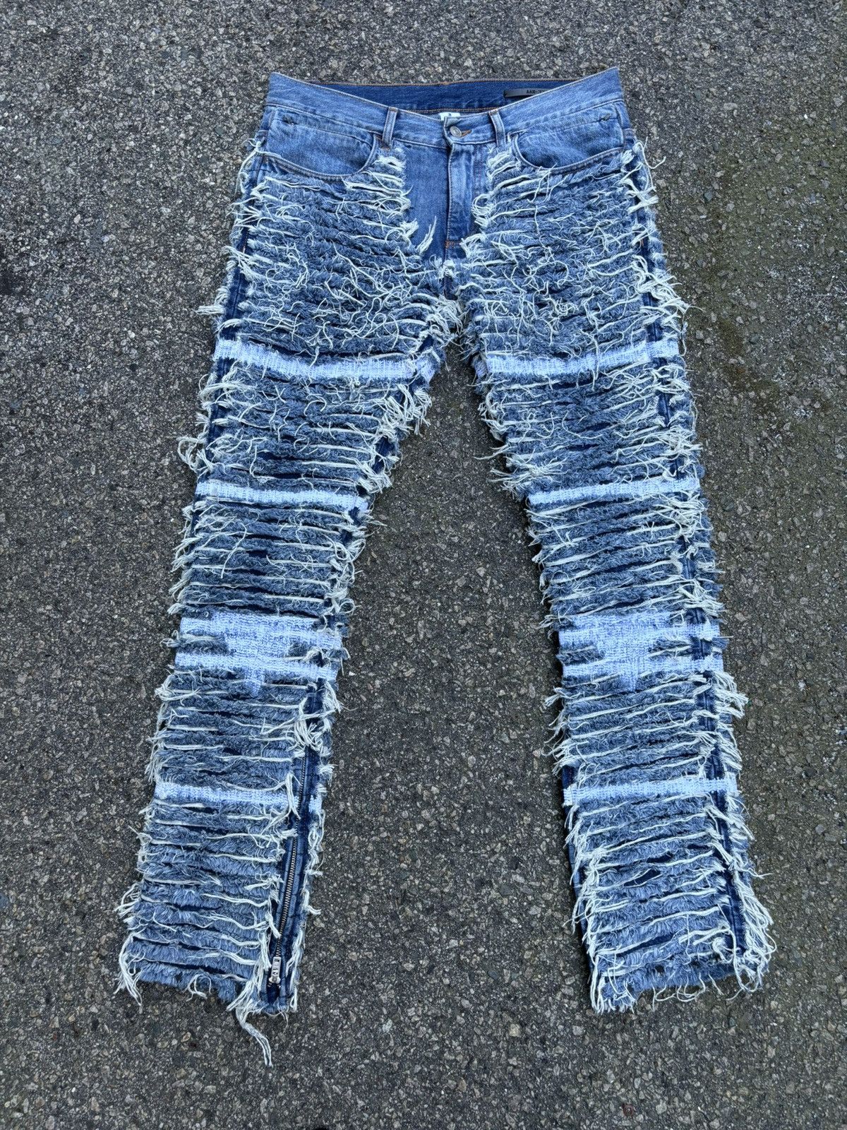 image of 1017 Alyx 9Sm x Blackmeans Lightwash Frayed Denim in Blue, Men's (Size 32)