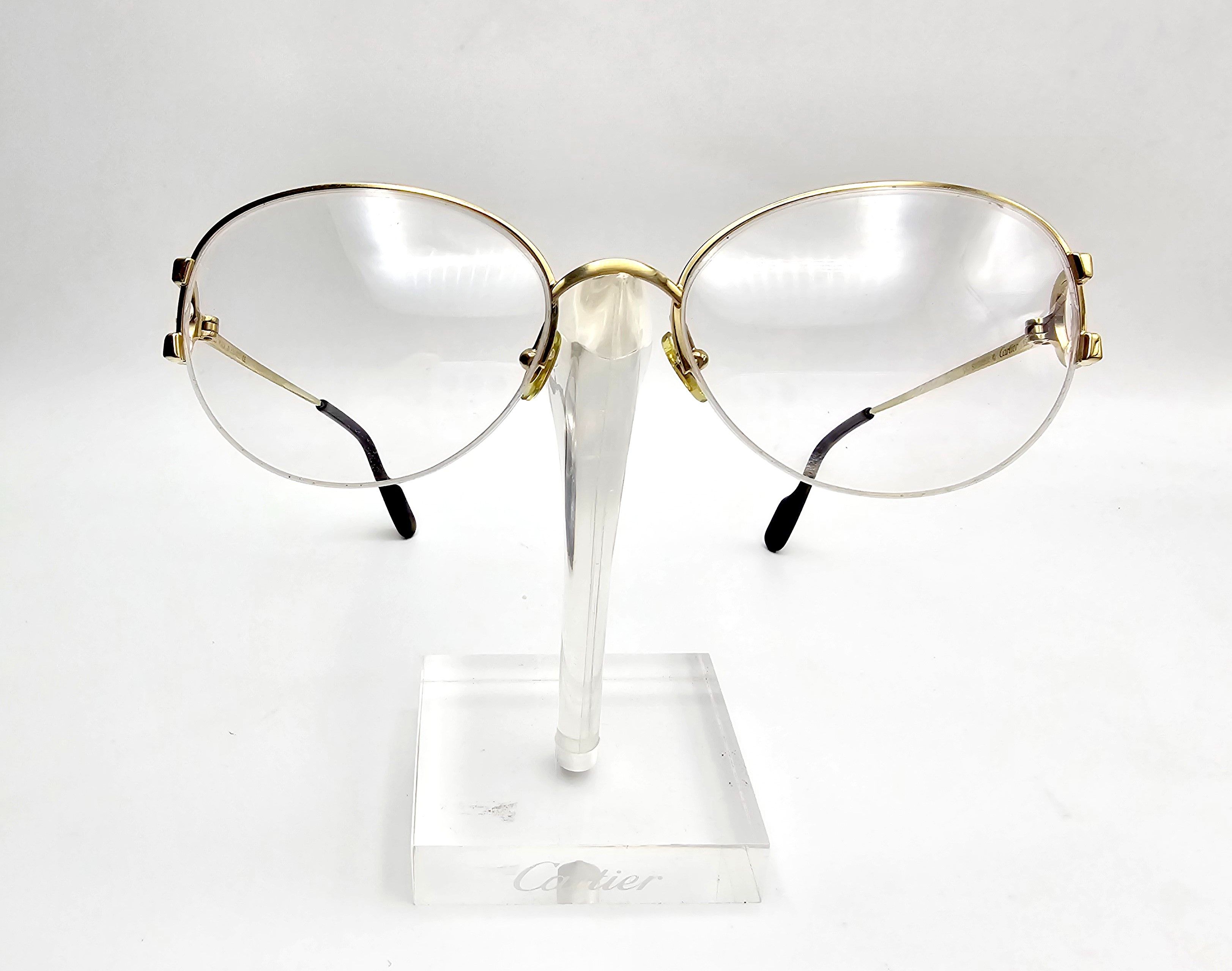 image of Cartier C Decor Semi-Rimed Glasses Ct01540 in Gold, Women's