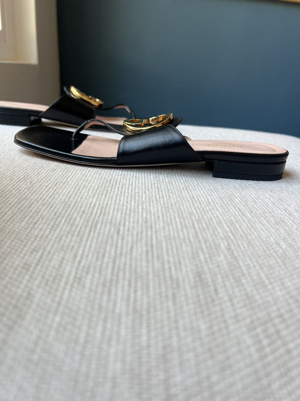 Gucci Gucci Blondie Logo-embellished leather Sandals Black Size US 7.5 / IT 37.5 - 4 Thumbnail
