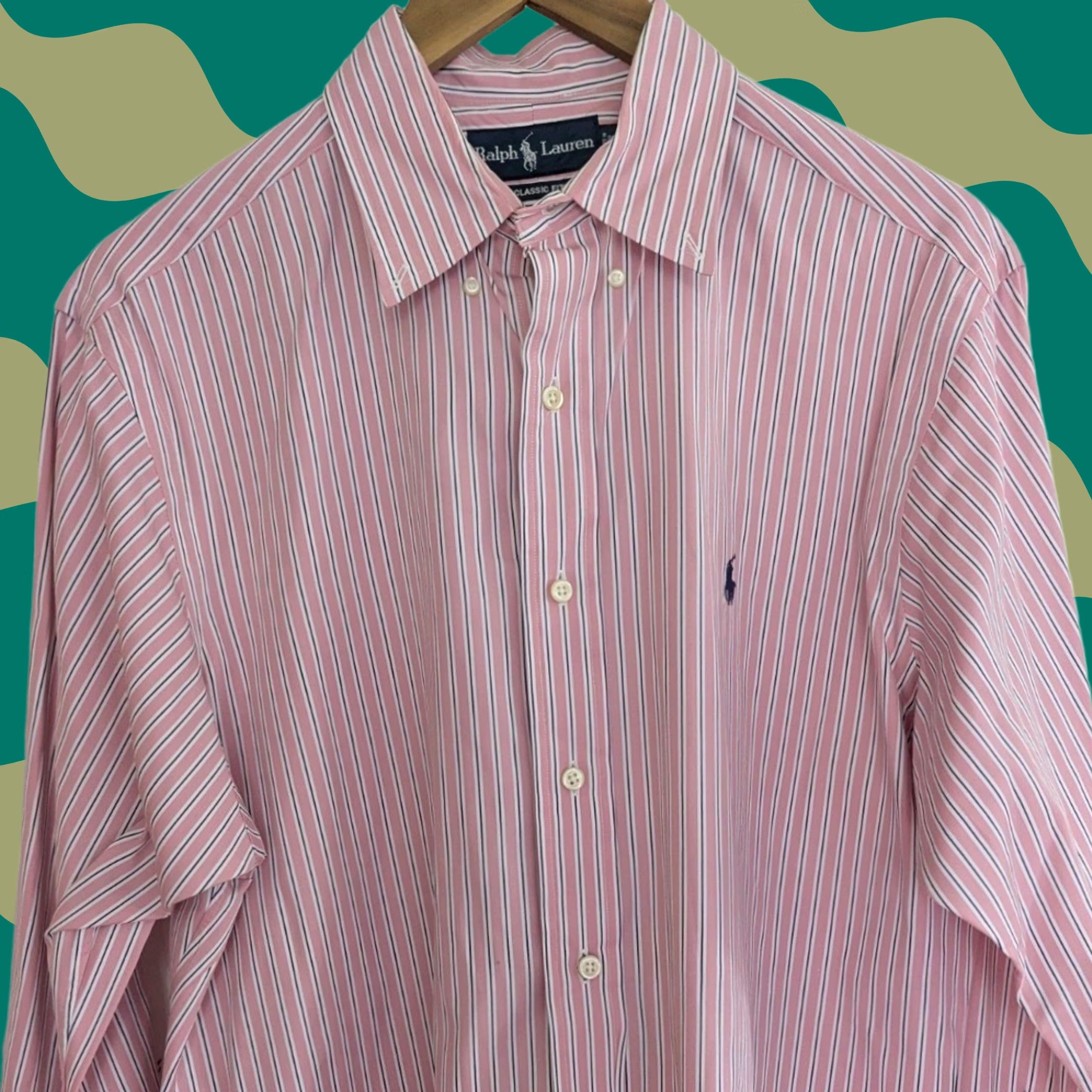 Ralph Lauren Ralph Lauren Button-Down Shirt Mens 16 32/33 Pink White Navy Striped Classic Fit Button-Up Collar Long Sleeve Embroidered Pony Size US XS / EU 42 / 0 - 1 Thumbnail