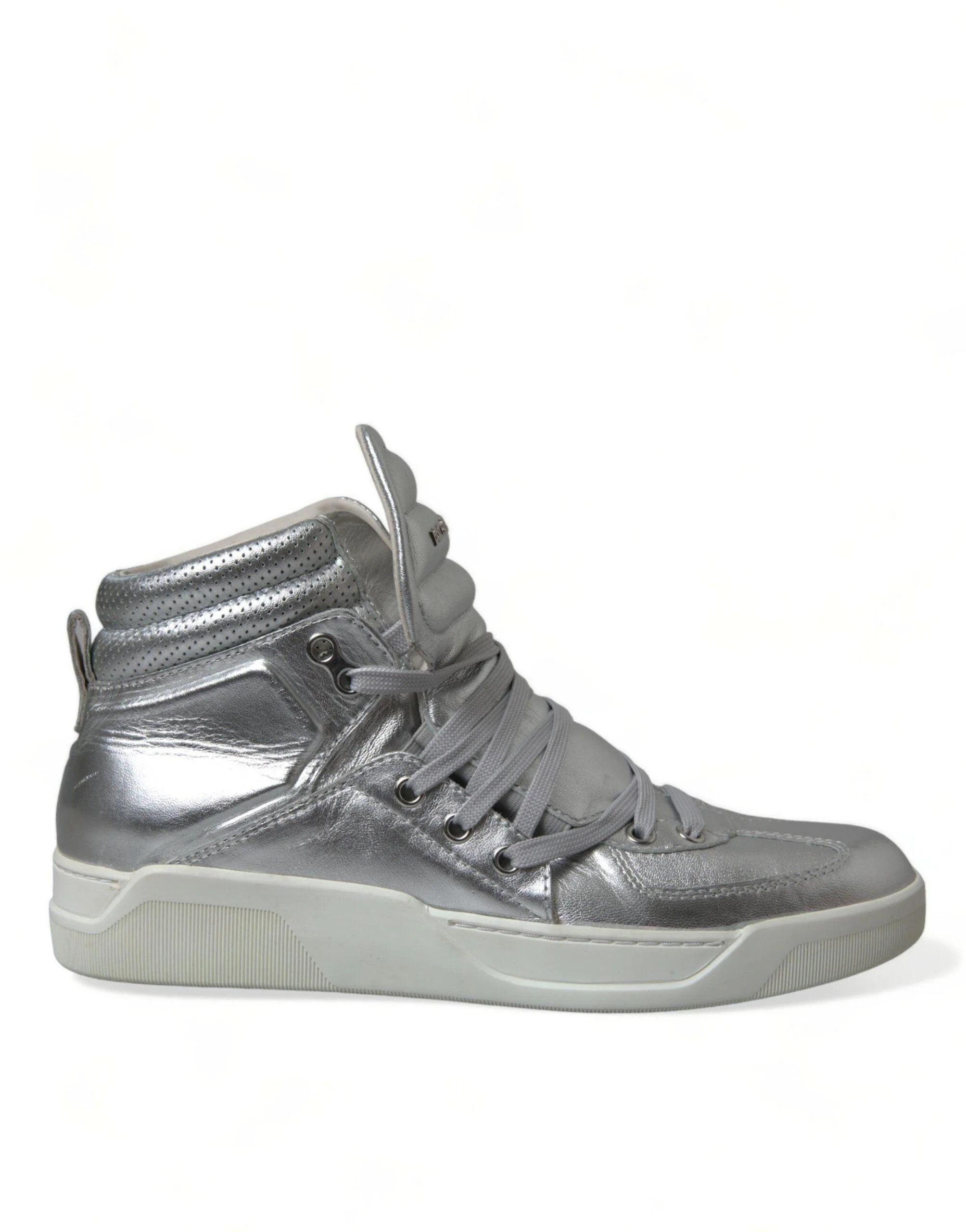 Dolce & Gabbana o1y0125 Logo Hi-Top Sneakers in Silver Size US 7 / EU 40 - 2 Thumbnail