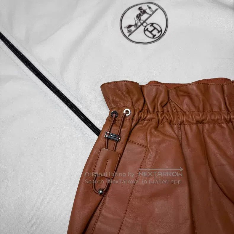 Hermes Hermes Caramel Flower Bud Leather Short Pants Size 42" / US 20 - 3 Thumbnail