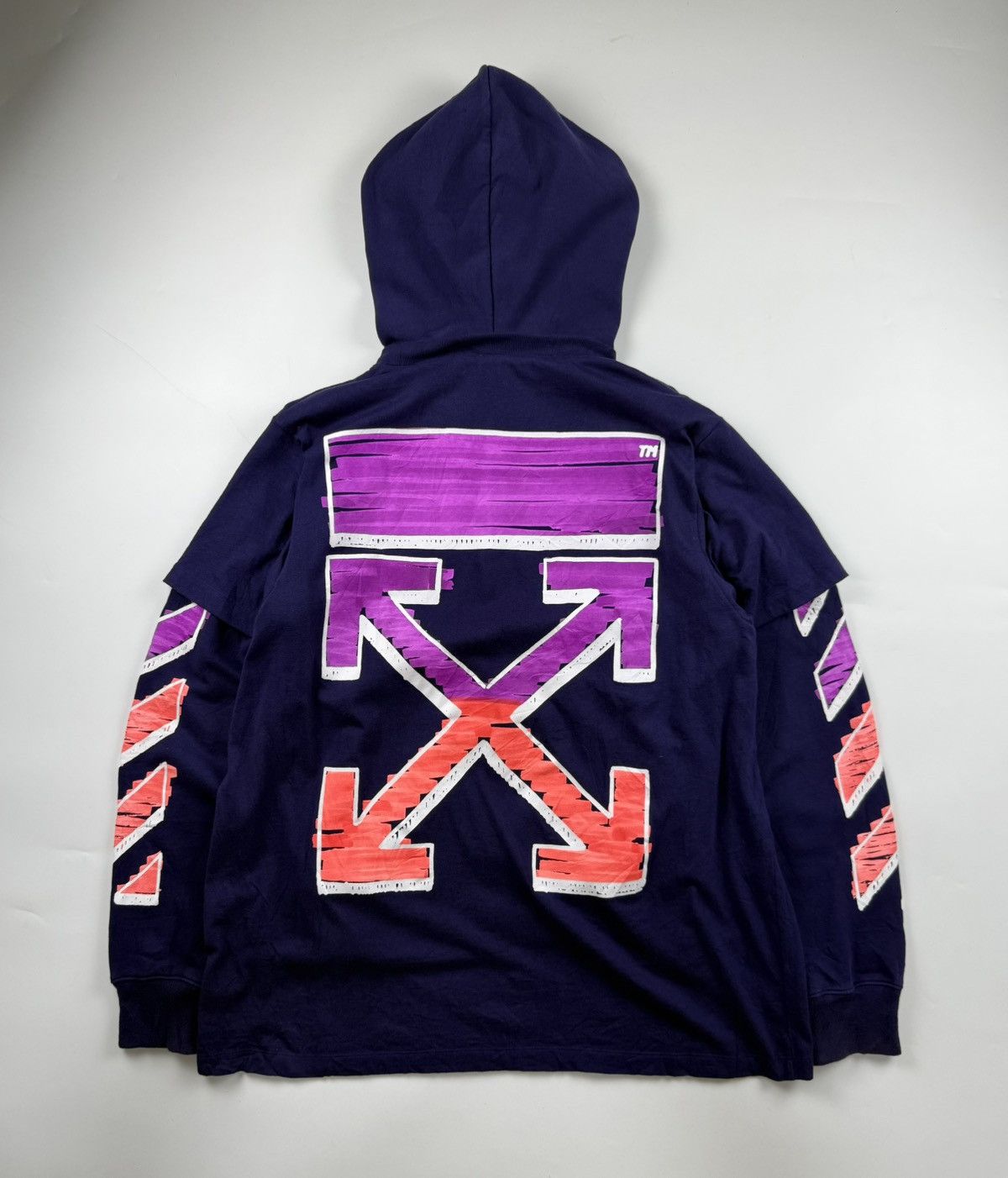 Off White Oversized Arrows Layered Hoodie
