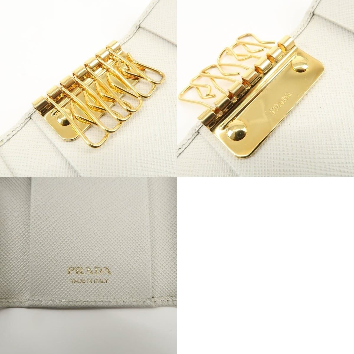 Prada Prada Ribbon Saffiano Key Holder White Size ONE SIZE - 7 Thumbnail