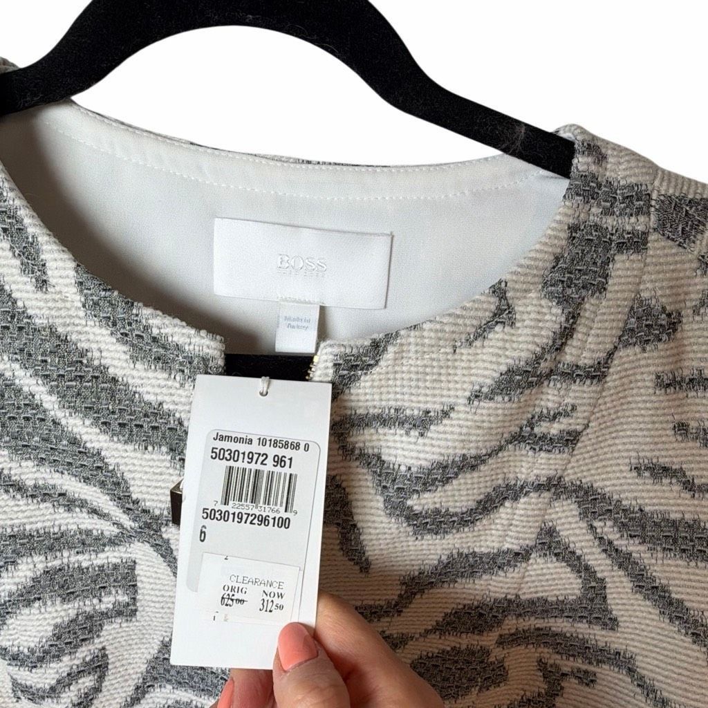 Hugo Boss NWT Hugo Boss Jacquard Jacket Jamonia & Skirt Varoci Set in Ivory Grey 6 (034) Size M / US 6-8 / IT 42-44 - 10 Thumbnail