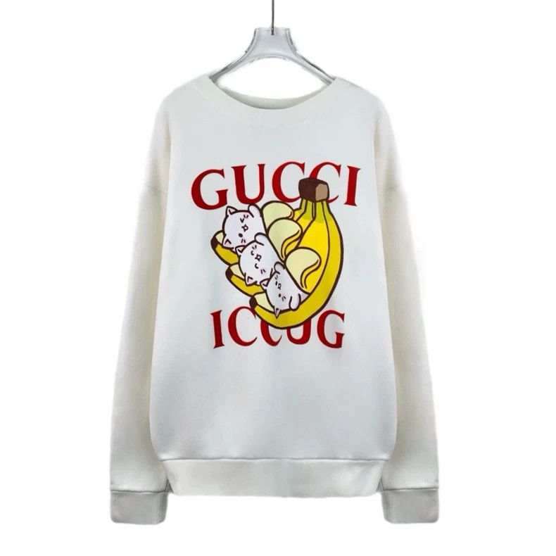 Gucci Beige banana cat round-neck long-sleeved sweatshirt 2