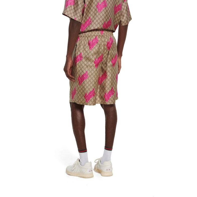 Gucci o1la5ras0426 Printed Silk Twill Shorts in Multicolor Size US 30 / EU 46 - 4 Thumbnail